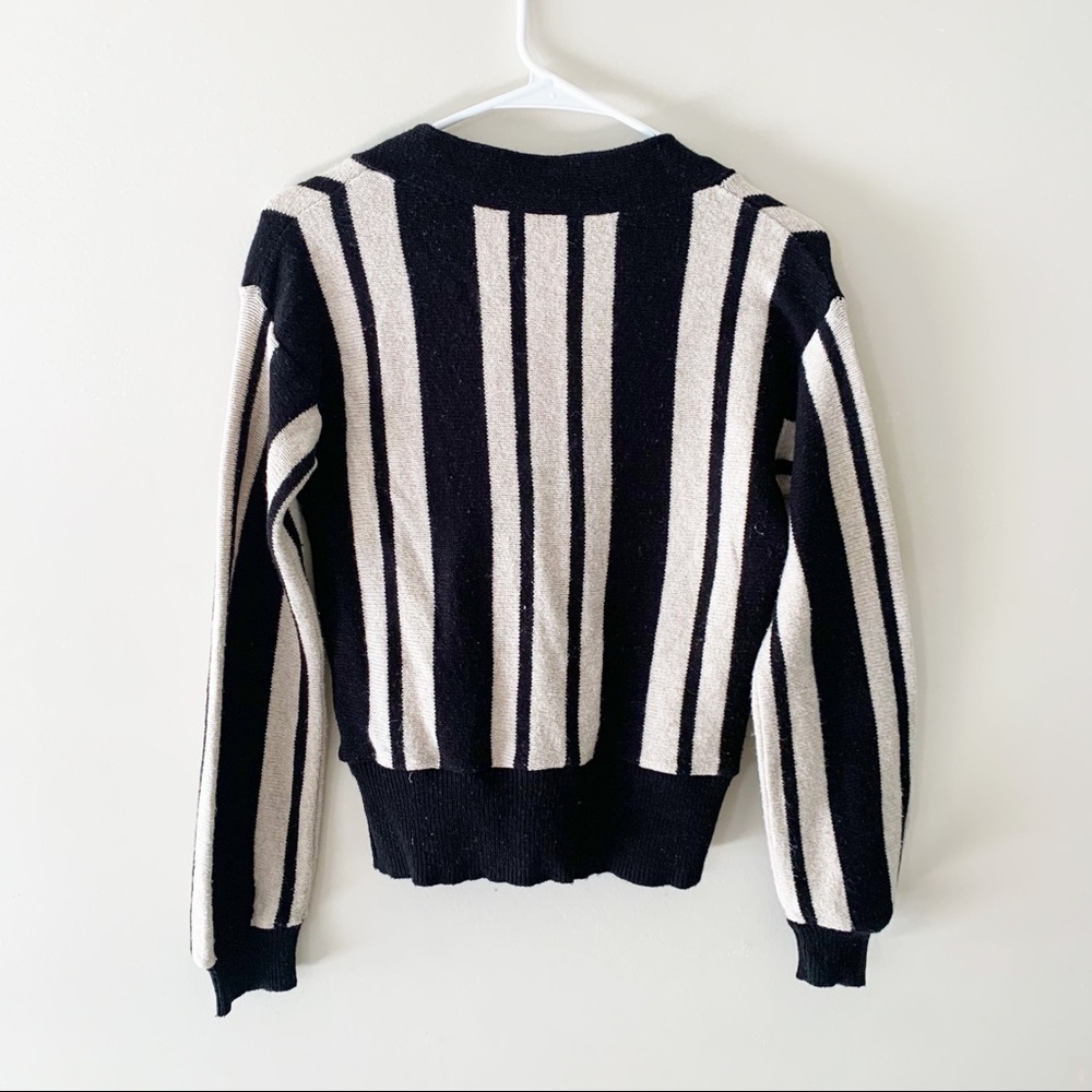 BP striped button sweater cardigan black and cream size xxs - Picture 2 of 9